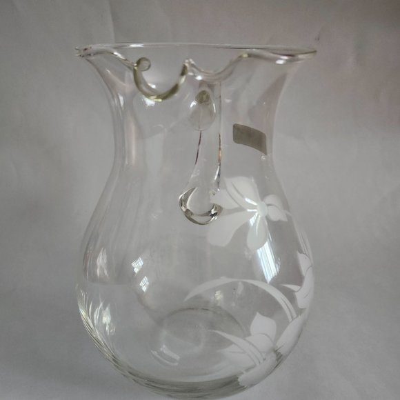 Vintage Set NWT Handblown Turkish Glass Pitcher and Four Drinking Glasses Floral - Picture 7 of 9